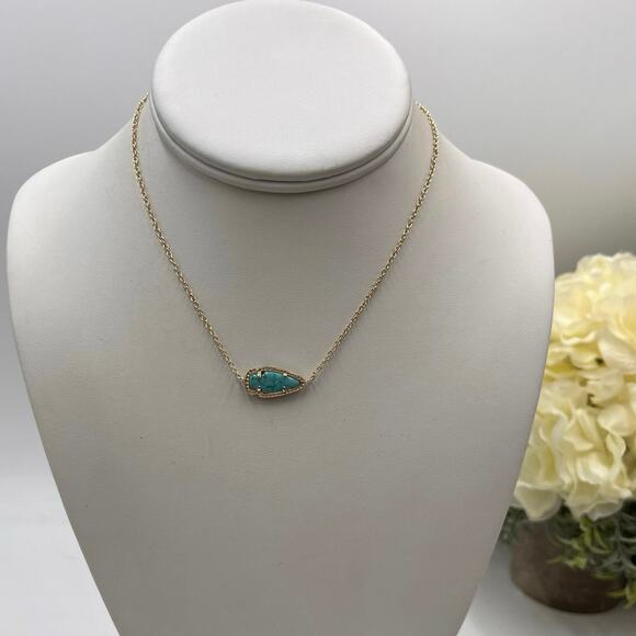 Kendra Scott Skylie Turquoise Blue Arrow Pendant Dainty Gold Plated Necklace - Picture 1 of 7